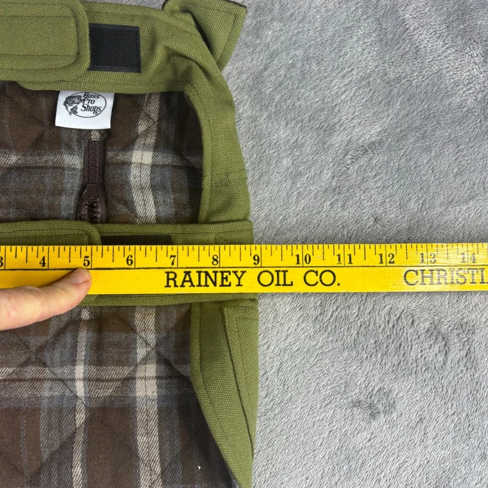 Bass‎ Pro Shops Dog Coat Small Green Canvas Plaid Lined Workwear Field Jacket